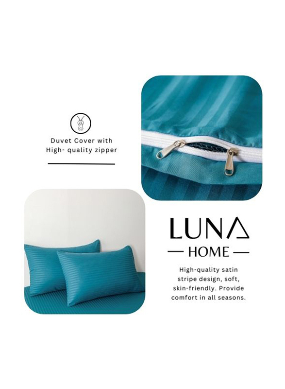 Deals For Less 6-Piece Luna Home Leaves Design Bedding Set, 1 Duvet Cover + 1 Flat Sheet + 4 Pillow Covers, Queen, Green
