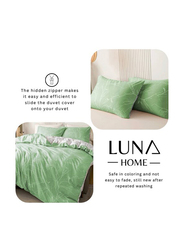 Luna Home 6-Piece Without Filler, Twigs Design Bedding Set, 1 Duvet Cover + 1 Flat Bedsheet + 4 Pillow Covers, Green, King Size