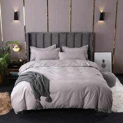 Deals For Less 6-Piece Plain Bedding Set, 1 Duvet Cover + 1 Fitted Bedsheet + 4 Pillow Covers, Grey, King