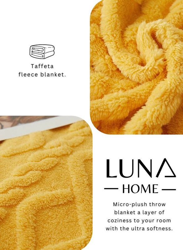 Luna Home 1-Piece Throw Striped Taffeta Fleece Blanket Super Soft, Yellow, One Size