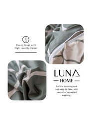 Deals For Less Luna Home 4-Piece Geometric Design Bedding Set without Filler, 1 Duvet Cover + 1 Fitted Sheet + 2 Pillow Cases, Single, Green/Grey