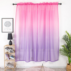 Deals For Less Luna Home Elegant Ombre Tulle Short Window Sheer Curtain Set, 2 Pieces, Pink/Purple