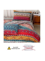 Luna Home 6-Piece Duvet Cover Set, 1 Duvet Cover + 1 Fitted Sheet + 4 Pillow Covers, Colourful Bohemian Details, Queen, Multicolour