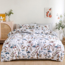 Deals For Less 6-Piece Floral Design Bedding Set, without Filler, 1 Duvet Cover + 1 Flat Sheet + 4 Pillow Covers, Light Brown, Queen/Double