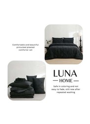 Luna Home 6-Piece Comforter Set, 1 Comforter + 1 Fitted Sheet + 4 Pillow Cases, King, Black