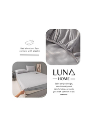 Luna Home 3-Piece Fitted Sheet Set, 1 Fitted Sheet + 2 Pillow Covers, Single, Light Grey