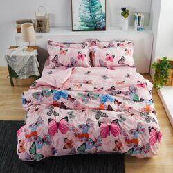 Deals For Less 6-Piece Butterfly Design Bedding Set, 1 Duvet Cover + 1 Flat Bed Sheet + 4 Pillow Covers, Pink, Double