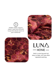 Deals For Less Luna Home 6-Piece Marble Design Duvet Cover Set, 1 Duvet Cover + 1 Flat Sheet + 4 Pillow Covers, Queen, Maroon
