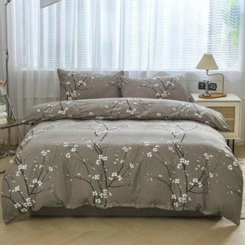 

Deals For Less LUNAHOME- 6-Piece Plum Blossom Branch Flower Design Duvet Cover Set, 1 Duvet Cover + 1 Flat Sheet + 4 Pillow Cases, Queen, Grey