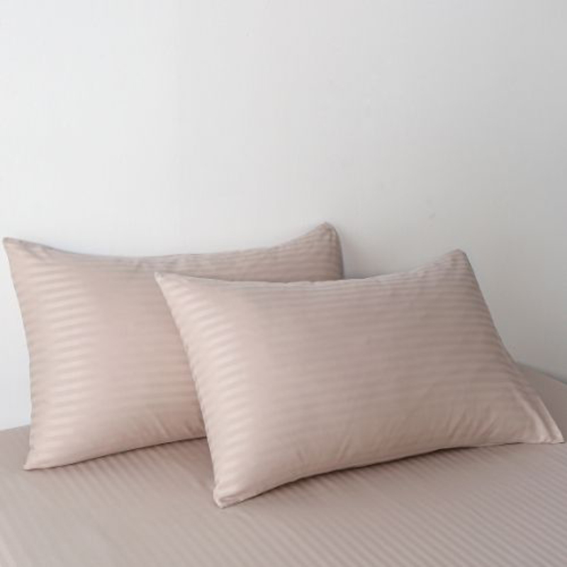 Deals For Less Luna Home 6-Piece Stripe Design Bedding Set without Filler, 1 Duvet Cover + 1 Fitted Sheet + 4 Pillow Cases, King Size, Caramel Beige