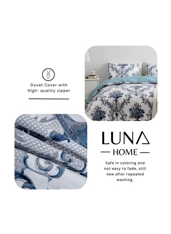 Deals For Less Luna Home 6-Piece Bohemia Design Bedding Set Without Filler, 1 Duvet Cover + 1 Fitted Sheet + 4 Pillow Cases, King, Navy Blue