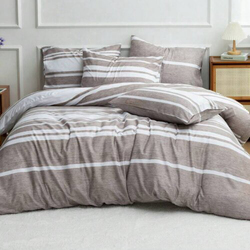 Deals For Less 6-Piece Luna Home Premium Satin Stripe Duvet Cover Set, 1 Duvet Cover + 1 Fitted Sheet + 4 Pillow Covers, King, Dark Blue