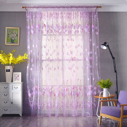 Deals For Less Luna Home Tulip Tulle Window Sheer Curtains Set, 2 Pieces, Purple