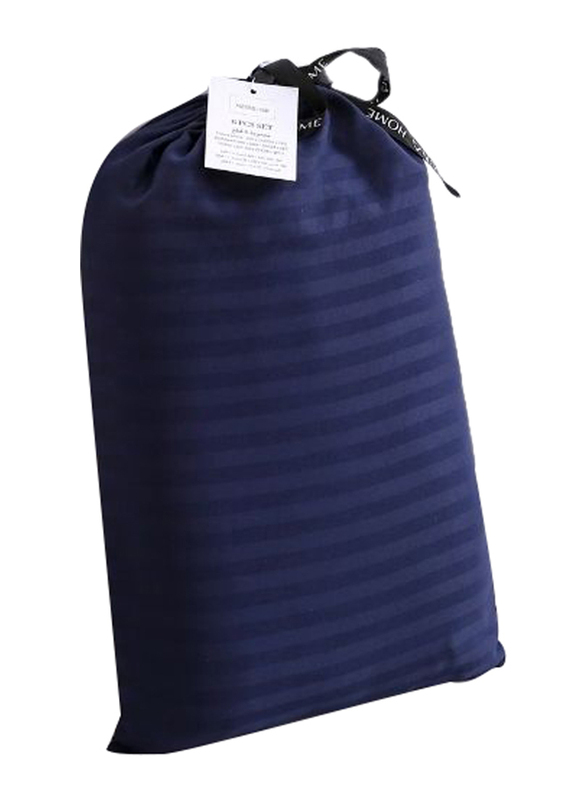 Deals For Less 6-Piece Luna Home Stripe Design Bedding Set, 1 Duvet Cover + 1 Flat Sheet + 4 Pillow Covers, Queen, Light Brown