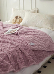 Luna Home 1-Piece Throw Striped Taffeta Fleece Blanket Super Soft, Purple, One Size