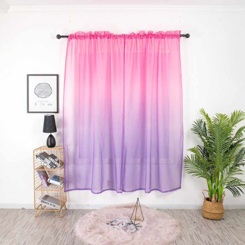 Deals For Less Luna Home Elegant Ombre Tulle Short Window Sheer Curtain Set, 2 Pieces, Pink/Purple