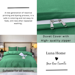 Luna Home Premium Quality Basic King Size 6 Pieces, Duvet Cover Set, Green