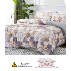 Deals For Less Luna Home 6-Piece Marble Design Duvet Cover Set, 1 Duvet Cover + 1 Flat Sheet + 4 Pillow Covers, Queen, White/Purple