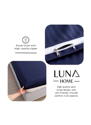 Deals For Less 6-Piece Luna Home Silky Satin Plain Duvet Cover Set, 1 Duvet Cover + 1 Fitted Sheet + 4 Pillow Covers, King, Purple