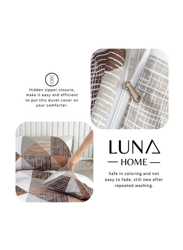 Deals For Less 4-Piece Luna Home Stripe Design Duvet Cover Set, 1 Duvet Cover + 1 Fitted Sheet + 2 Pillow Covers, Single, Black