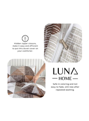 Deals For Less 4-Piece Luna Home Stripe Design Duvet Cover Set, 1 Duvet Cover + 1 Fitted Sheet + 2 Pillow Covers, Single, Black