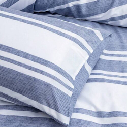 Deals For Less Luna Home 6-Piece Stripe Design Duvet Cover Set, 1 Duvet Cover + 1 Fitted Sheet + 4 Pillow Cases, King Size, Blue