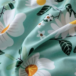 ديلز فور ليس لونا هوم طقم سرير بتصميم زهرة مكون من 6 قطع ، بدون حشو ، 1 غطاء لحاف + 1 شرشف مسطح + 4 كيس وسادة ، كوين / مزدوج ، أخضر
