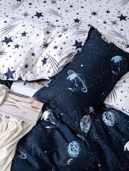 Deals For Less 6-Piece Galaxy Design Bedding Set, 1 Duvet Cover + 1 Flat Bed Sheet + 4 Pillow Covers, White/Blue, Double