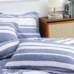 Deals For Less 6-Piece Luna Home Stripe Design Bedding Set, 1 Duvet Cover + 1 Fitted Sheet + 4 Pillow Covers, King, Black