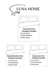 Deals For Less Luna Home 6-Piece Stripe Design Bedding Set, 1 Duvet Cover + 1 Flat Sheet + 4 Pillow Cases, Queen Size, Black