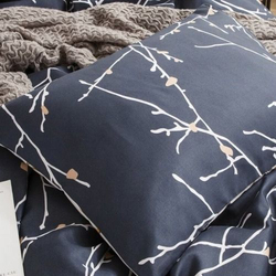 Deals For Less Luna Home 4-Piece Twig Design Bedding Set Whitout Filling, 1 Duvet Cover + 1 Fitted Sheet + 2 Pillow Cases, Single, Navy Blue