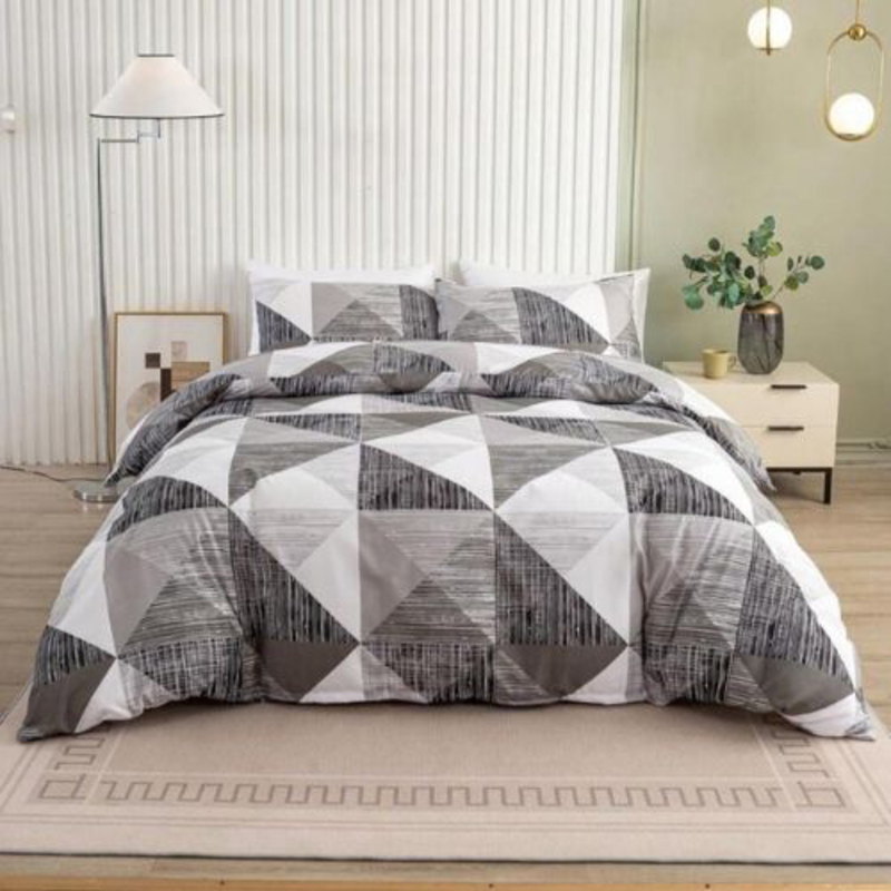 Deals For Less 4-Piece Luna Home Stripe Design Duvet Cover Set, 1 Duvet Cover + 1 Fitted Sheet + 2 Pillow Covers, Single, Blue