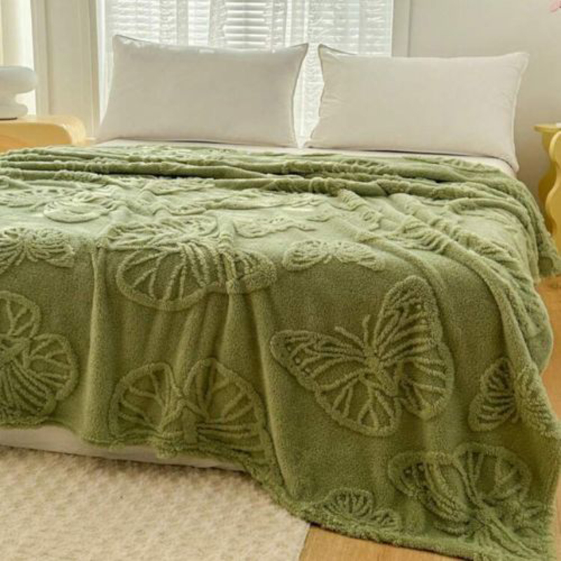 Deals For Less Luna Home 3D Imitation Butterfly Fleece Soft Blanket, Green