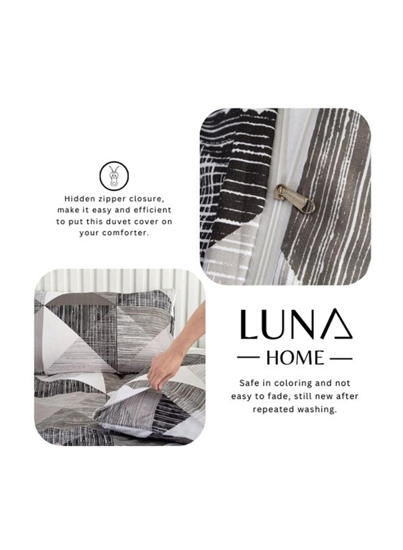 Deals For Less 4-Piece Luna Home Stripe Design Duvet Cover Set, 1 Duvet Cover + 1 Fitted Sheet + 2 Pillow Covers, Single, Blue