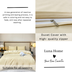 Luna Home Premium Quality Basic Double/Queen Size 6 Pieces, Duvet Cover Set, Creamy Milk