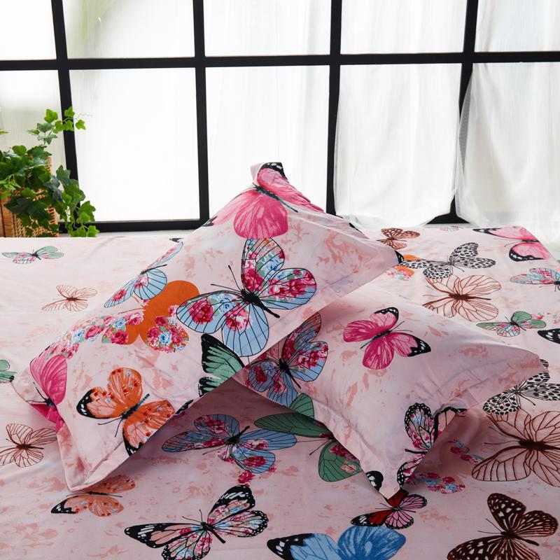 Deals For Less 6-Piece Butterfly Design Bedding Set, 1 Duvet Cover + 1 Fitted Sheet + 4 Pillow Covers, Pink, King