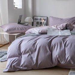 Deals For Less Luna Home Premium 4-Piece Korean Reversible Plain Bedding Set, 1 Duvet Cover + 1 Fitted Sheet + 2 Pillow Cases, Single, Purple/Light Purple