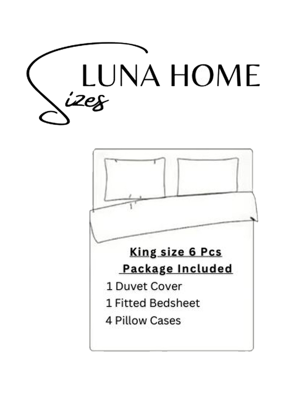 Deals For Less Luna Home Premium 6-Piece Velvet Decor Duvet Cover Set, 1 Duvet Cover + 1 Fitted Sheet + 4 Pillow Covers, King, Light Grey