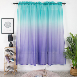 Deals For Less Luna Home Elegant Ombre Tulle Short Window Sheer Curtain Set, 2 Pieces, Blue/Purple
