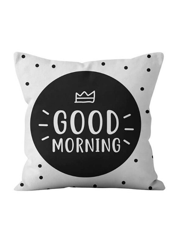 

Deals for Less Polka Dots with Slogan Design Decorative Cushion Cover. White