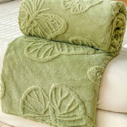 Deals For Less Luna Home 3D Imitation Butterfly Fleece Soft Blanket, Green