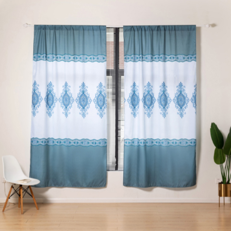 Deals For Less Luna Home Modern Print Window Curtains Set, 2 Pieces, Blue/White
