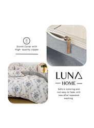 Deals For Less Luna Home 6-Piece Bohemian Blue Flowers Design Duvet Cover Set without Filler, 1 Duvet Cover + 1 Flat Sheet + 4 Pillow Cases, Queen/Double, Multicolour