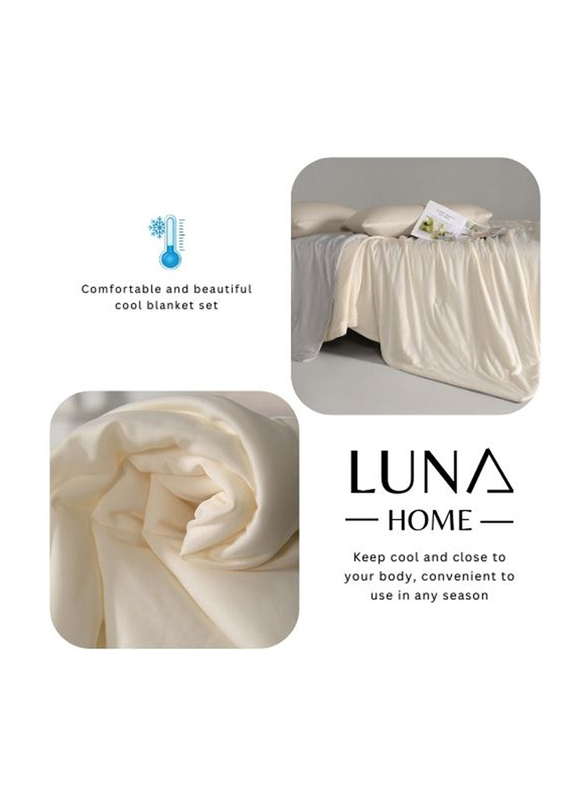 Luna Home 3-Piece Icy Silky Summer Cool Quilt Set, 1 Quilt + 2 Pillow Covers, Beige/Grey, One Size