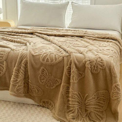 Deals For Less Luna Home 3D Imitation Butterfly Fleece Soft Blanket, Camel