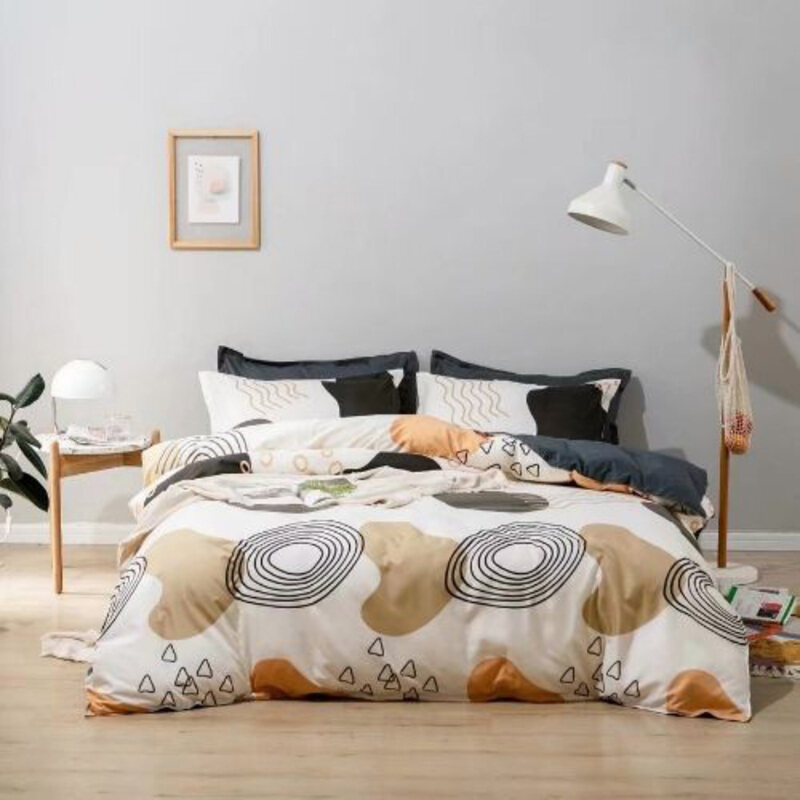 

Luna Home 6-Piece Circle Geometric Design Duvet Cover Set without Filler, 1 Duvet Cover + 1 Fitted Sheet + 4 Pillow Cases, King, Multicolour