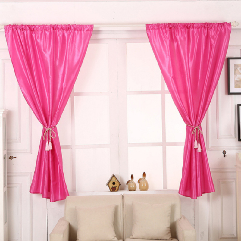 Deals For Less Luna Home Elegant Tulle Short Window Curtain Set with 2 Curtain Holder, 2 Pieces, Pink