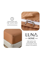 Deals For Less 6-Piece Luna Home Silky Satin Plain Duvet Cover Set, 1 Duvet Cover + 1 Fitted Sheet + 4 Pillow Covers, King, White