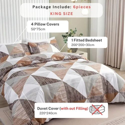 Deals For Less 4-Piece Luna Home Stripe Design Duvet Cover Set, 1 Duvet Cover + 1 Fitted Sheet + 2 Pillow Covers, Single, Green