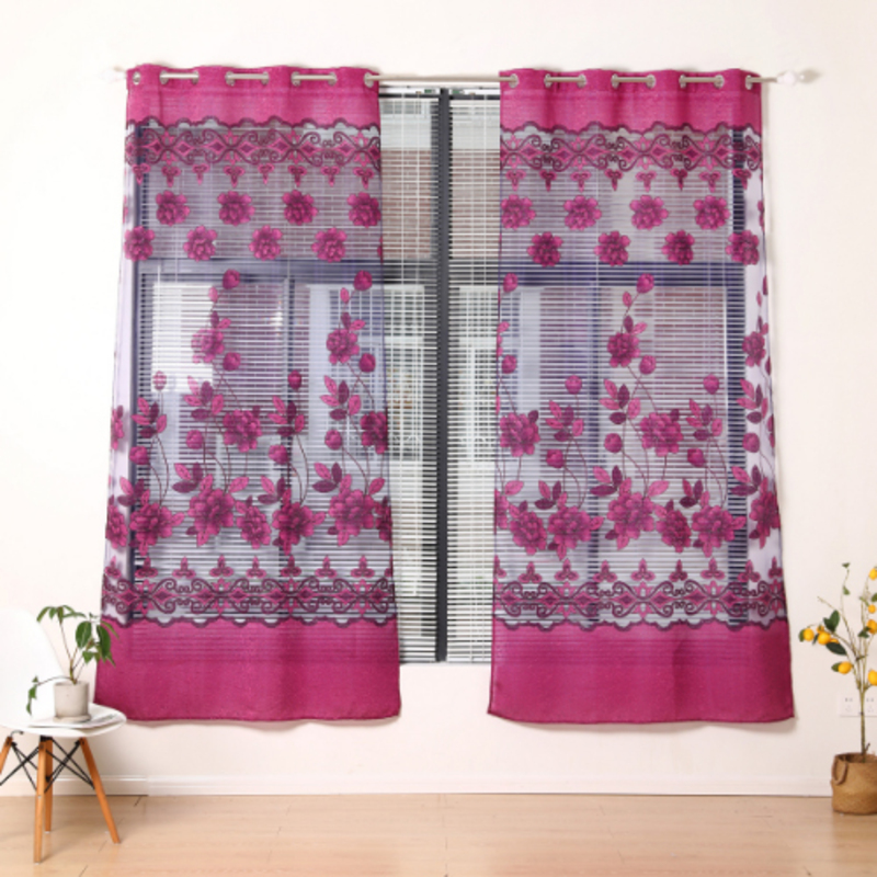 Deals For Less Luna Home Modern Tulle Window Curtains Set, 2 Pieces, Bordo Dark Pink
